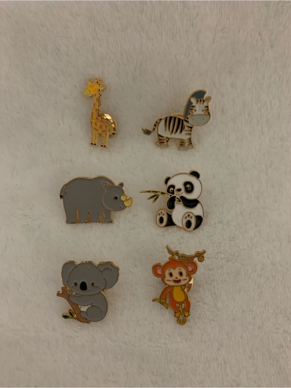 Cute Safari Animal Enamel Pin Set - Grey, White, Yellow